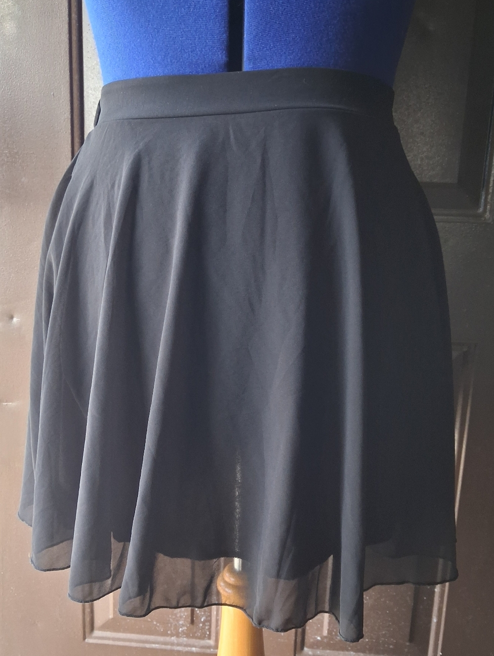 Shein Black Skater Skirt Sheer Layer